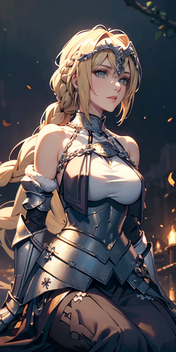 Artoria Lancer, Mulher Madura, elegante, cabelo loiro, olhos verdes, Curvilíneo, coroa, Ombro nu, tronco, Resolução 4k, alta qualidade, Hyperresolution，accuracy，Detailed rendering，（Subtle facial image）（Image of fine hair）（topquality）（Masterpieces of masters）（High degree of completeness）（A sense of atmosphere）tmasterpiece，Super detailed and super detailed（portrait), long blonde hair, (((twin braids)))(((ANKLE LENGTH HAIR))) (((Sakimichan))) (((blonde)))((Armor)) ((Halberd))) (((warrior)))(((TWIN HAIR BRAIDS)))(((jEANNE D'ARC)))