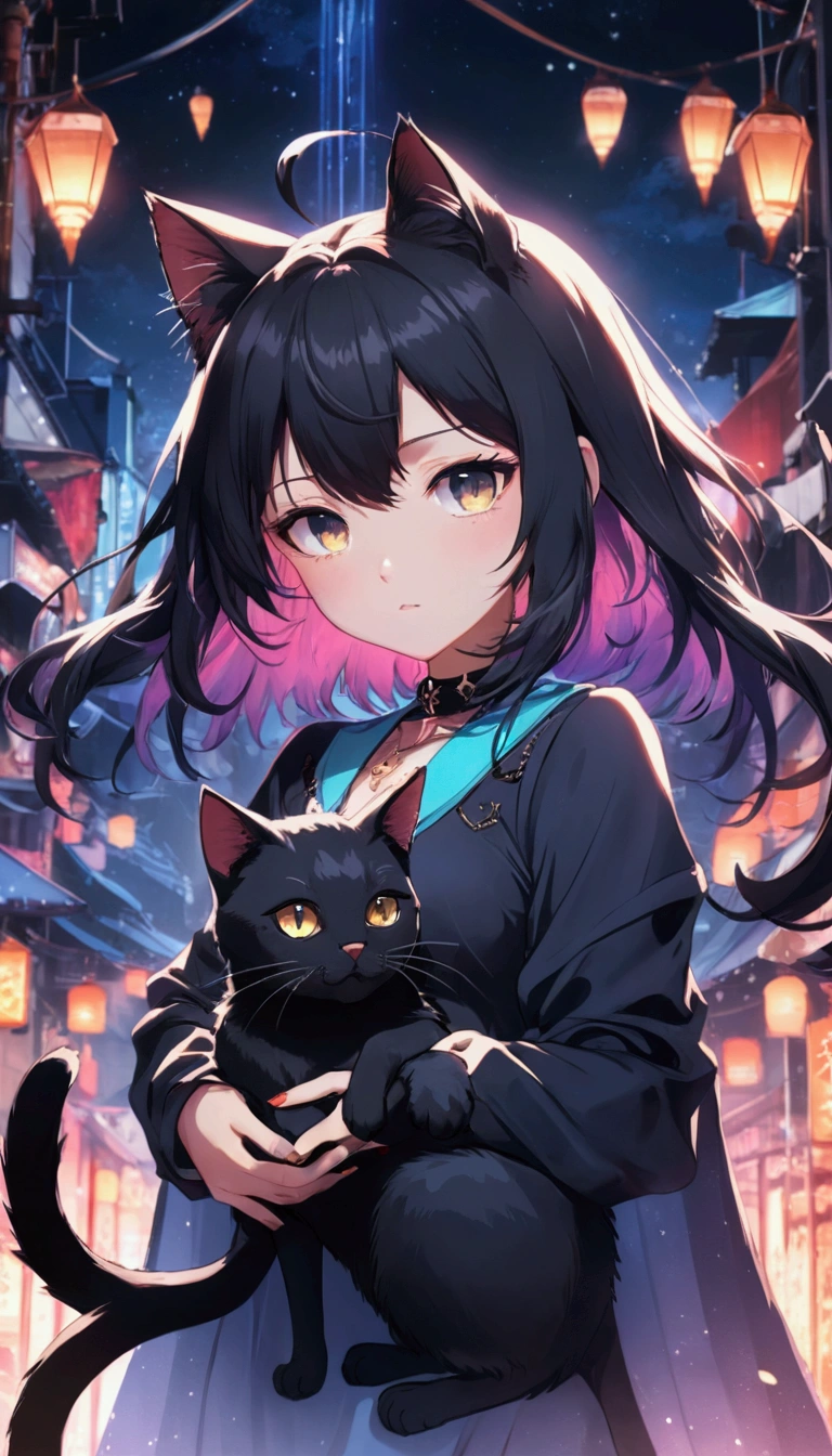 anime girl with cat in her arms in a city at night, anime style 4 k, beautiful anime catgirl, anime girl with cat ears, anime catgirl, cute anime catgirl, very beautiful anime cat girl, anime art wallpaper 4k, anime art wallpaper 4 k, anime art wallpaper 8 k, anime wallpaper 4 k, anime wallpaper 4k, anime cat