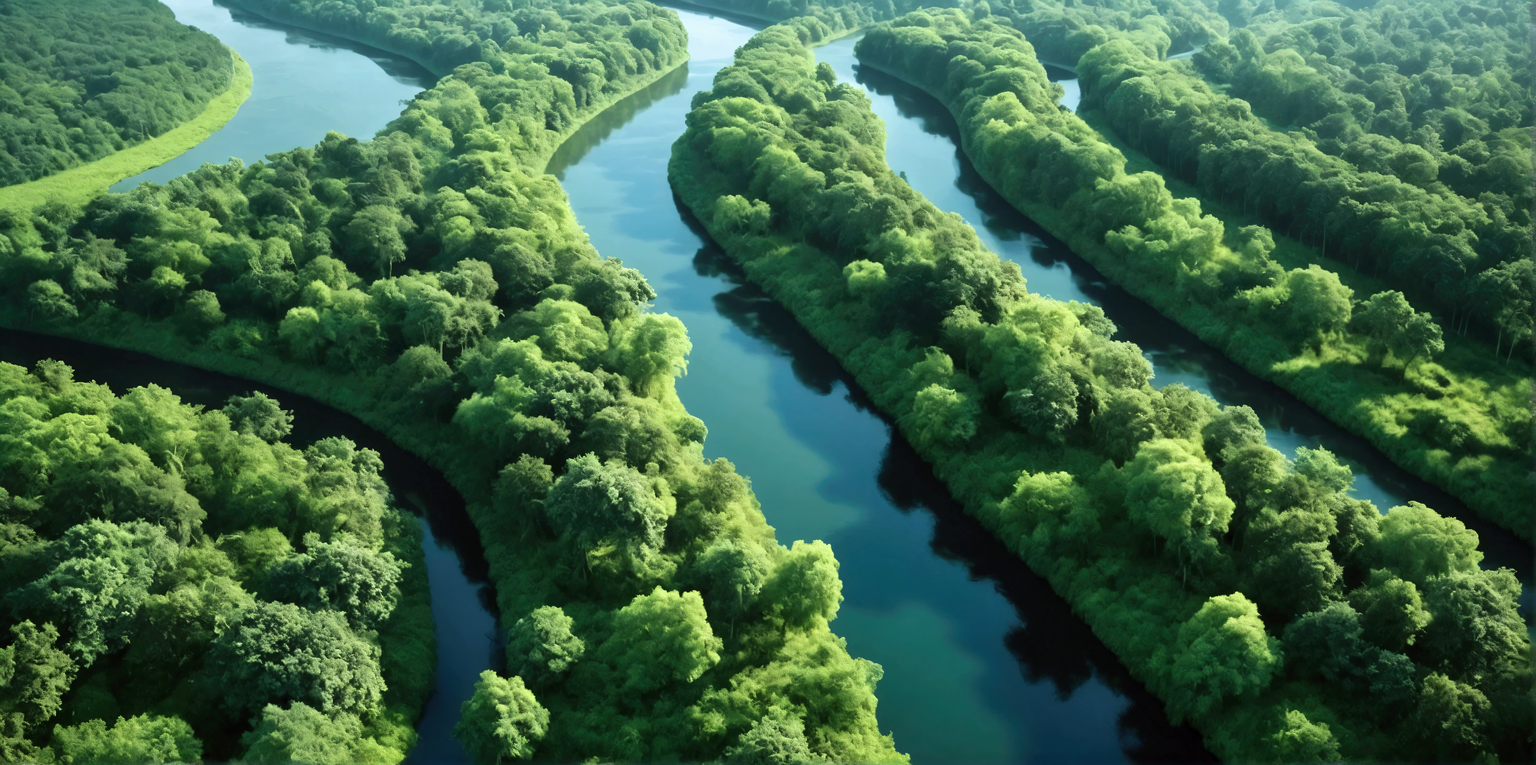 A beautiful natural landscape with green forests, clean rivers, and wildlife. Emphasize conservation and environmental beauty, 8k, hyper realistic