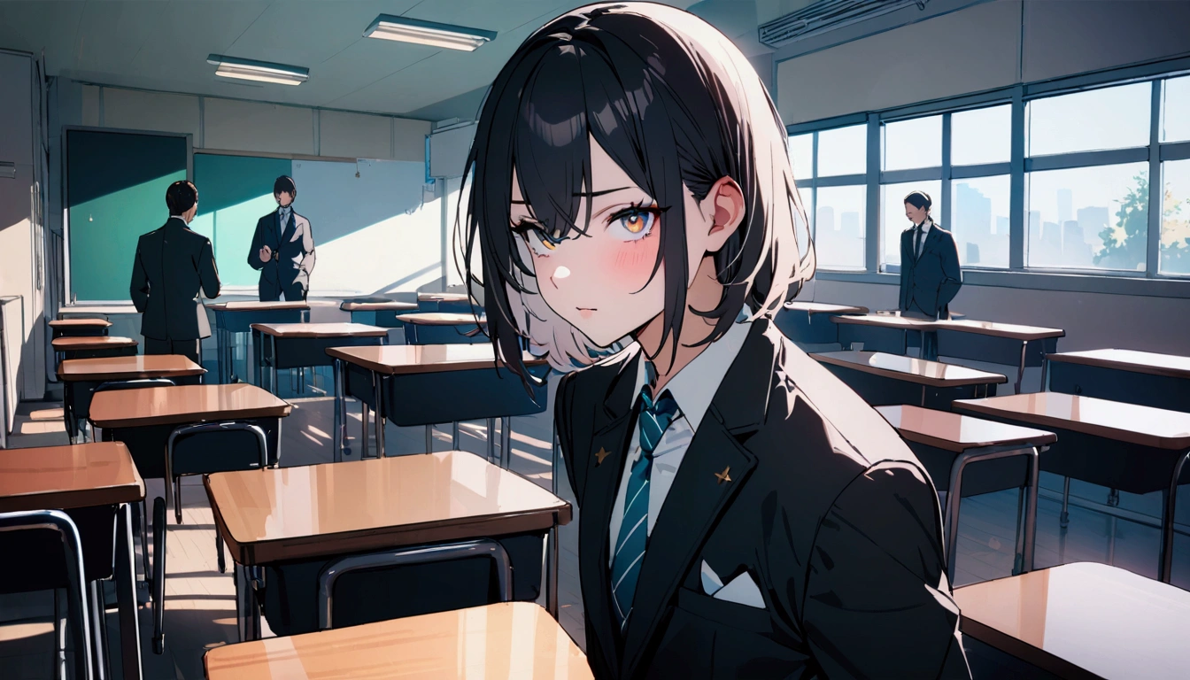 8k,Best Quality,masterpiece、 Masterpiece、gentlemen、male、suit、classroom、Pupil