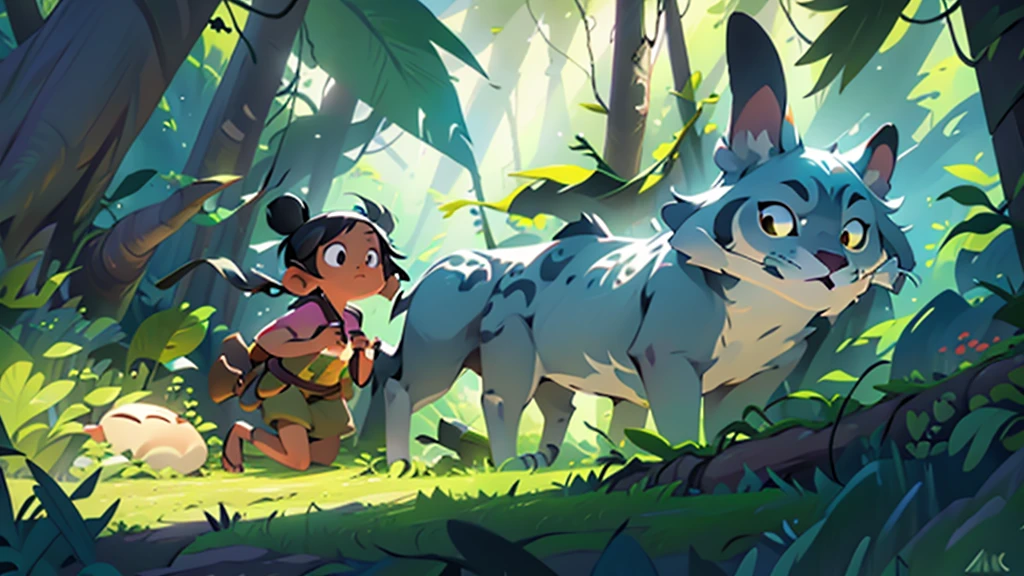 Rainforest、Baobab Tree、Tyndall Light and Shadow,Brilliant colors,Scene design,No characters,HD 4k