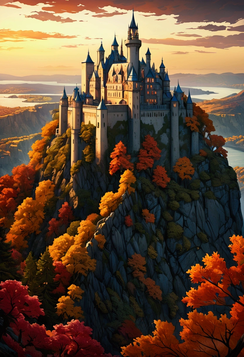 A magnificent and beautiful castle on a cliff