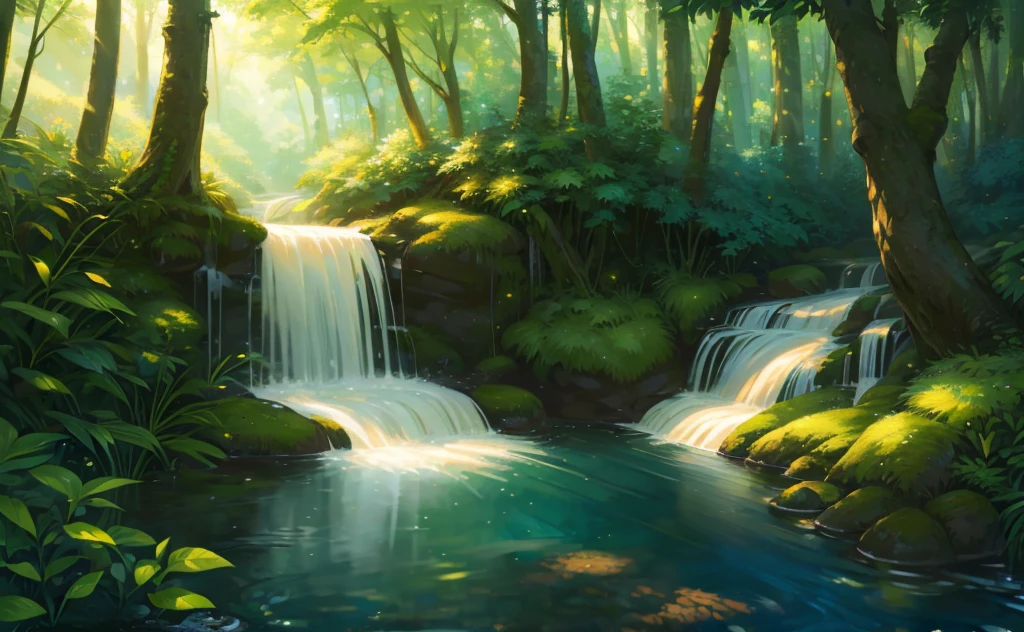 a happy fox in a lush fertile forest,photorealistic,intricate details,hyperrealistic,soft lighting,warm color palette,vibrant foliage,sparkling water,small woodland creatures,beautiful scenery,dynamic composition,breathtaking realism,masterpiece,hyperdetailed