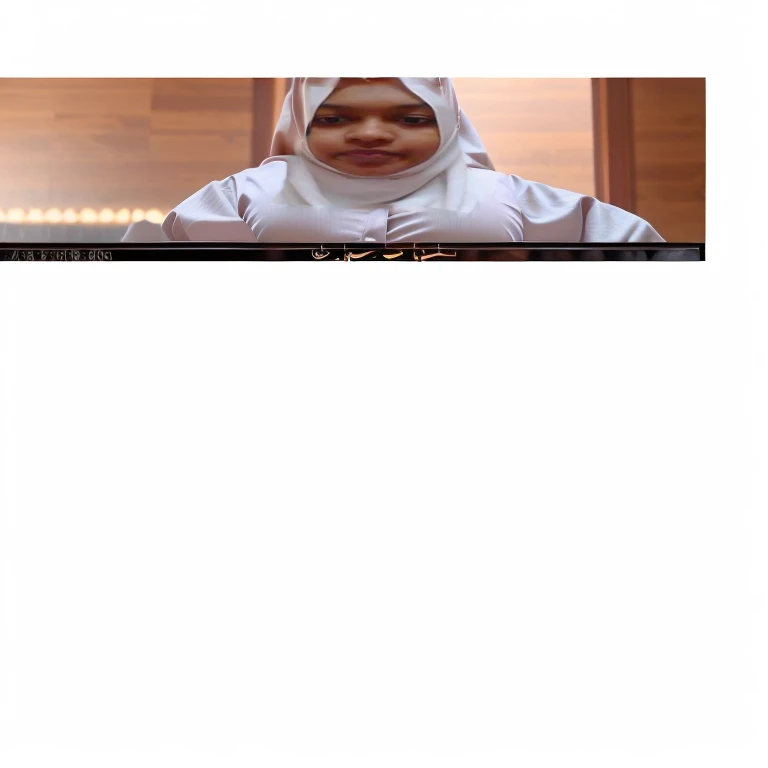 muslim woman wearing a maroonish puce brown abaya frock showing deep cleavage big breasts hot aunty body in depth of field apartment interior