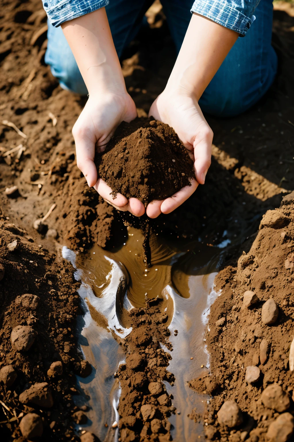 Make me an image about soil conservation that is carried out worldwide, highlighting sustainability practices, ecological importance and protective measures