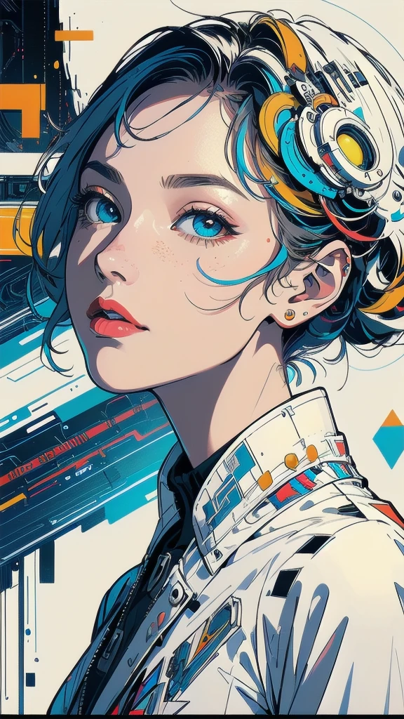 (((masterpiece, highest quality))),(((solo:1.2))),(((1girl:1.2))),32k wallpaper, very detailed, poster, vintage science fiction,(((((geometric cinematic movie poster))))), ((bauhaus)),(shape),(((abstract))),(mid century modern),movie poster,(((((portfolio))))),(((((Close-up))))),(((((bust up))))),((((more various angle)))),(((highlight))),Vast landscape,((((heterochromia)))),(((complete. detailed face))),(((Extremely talented))),(((most complecated machine))),(Colorful color scheme)