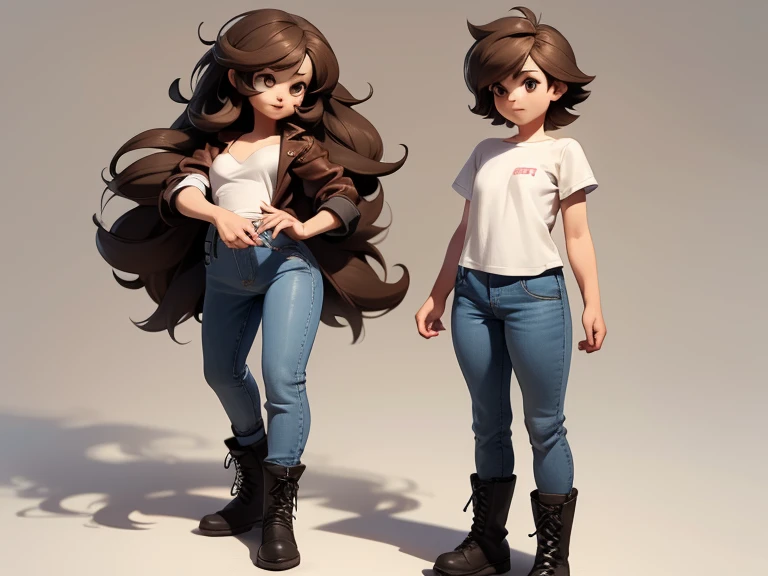 2 joyful people(1 guy and 1 girl), Brother and sister, Love, friendship, chubby, Brown eyes, very shaggy, tousled brown hair, White shirt and jeans, lace-up boots; whole body, Realistic skin, Realistic eyes, Same height, same appearance, different emotions, interaction(strip each other naked), modern, High quality textures, very detailed, Anatomical Realism of Hands, Fantastic cutie, Funny, IP design, Clean 3D rendering of bright backgrounds, OC rendering, 8 K, мягкий focus, Ultra-Thin Glossy Detail --Air 3:6 50 --q 2 --niji 5 --expressive style --s 2