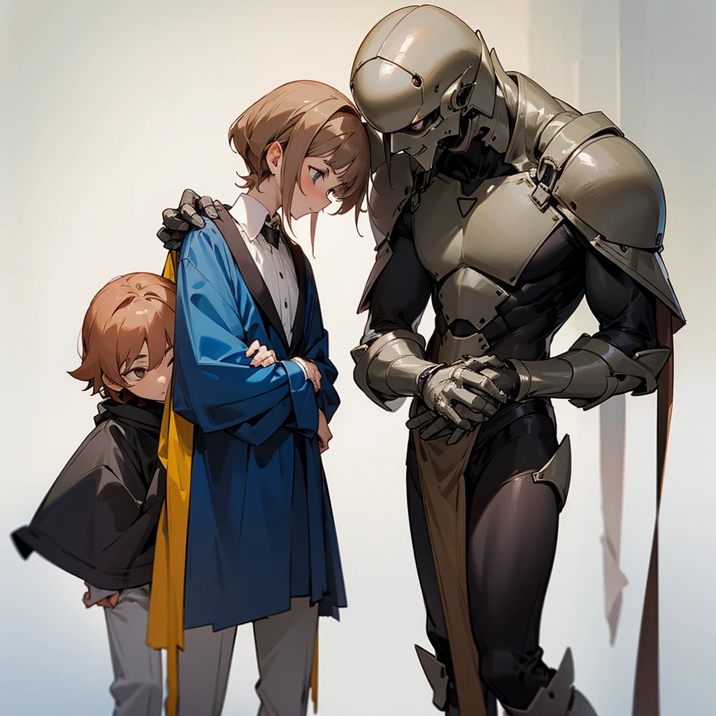 Two friends but one of them is taller than the other, smaller friend is leaning on the shoulder of the taller friend