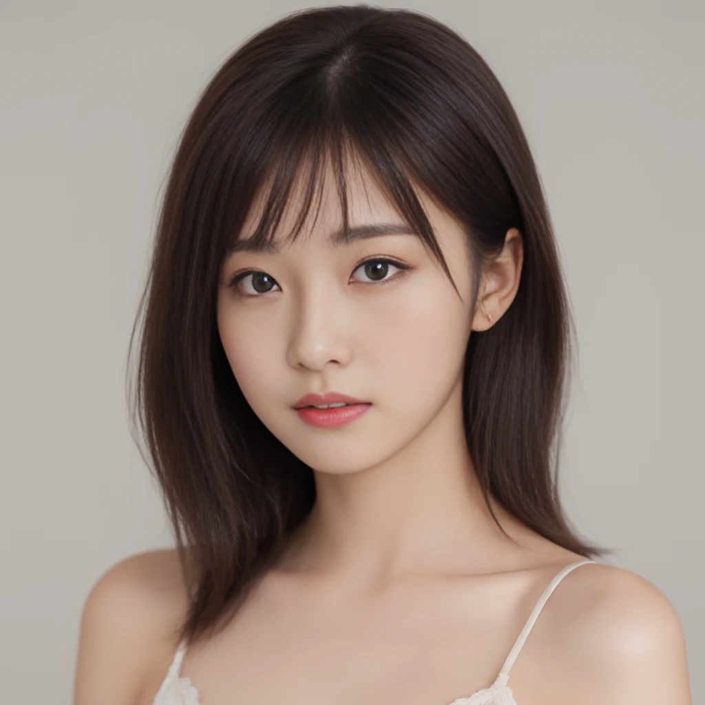 Arafe Asian woman with long brown hair wearing a white bra, Young and adorable Japanese face, Portrait of a female idol in Japan, Beautiful young Japanese woman, Gorgeous Young Japanese Woman, Extremely cute Japanese symmetrical faces, Beautiful Japanese Women, Jaeyoung Nam, Short Hair, Young and pretty Asian face, More beautiful Japanese girls than you can imagine, Soft Portrait Shot 8k, Japanese facial features