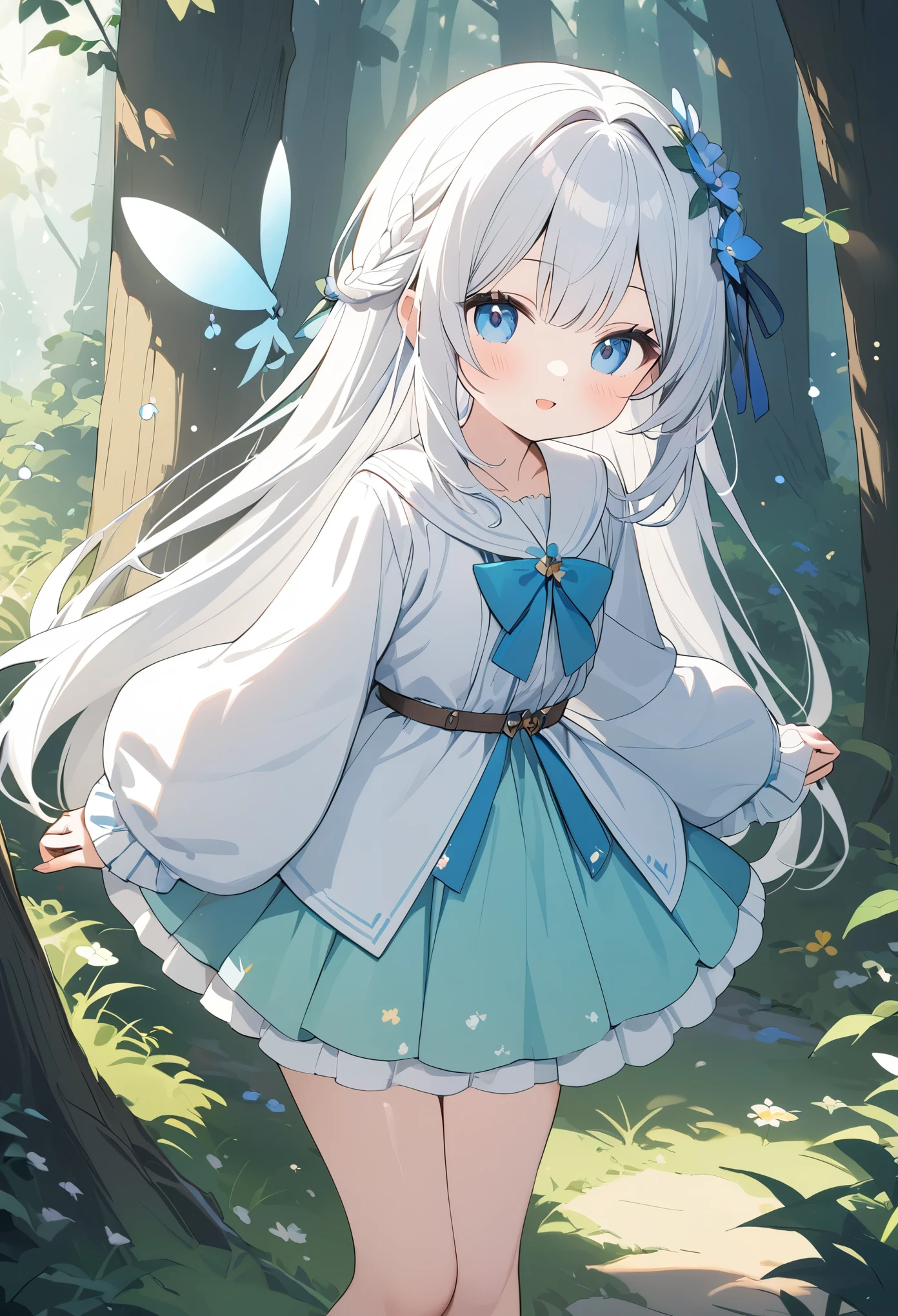 (8k, Highest quality)、Ultra-high resolution、Adorable、Highest quality, beautiful, Absurd beauty、masterpiece、Best image quality、A fluffy white fairy who lives in the forest