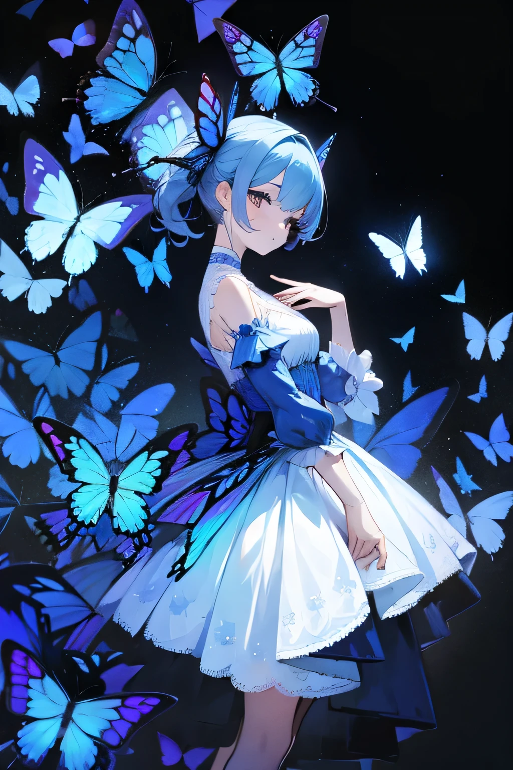 woman,dress,Blue Butterfly