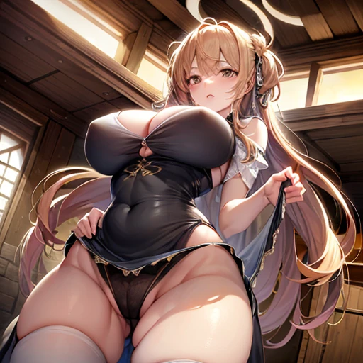 (quality)), ((masterpiece)), Recommended results luffly、(See through:1.5)、Full-body Esbian、squat、、Please stand up straight.、(Push your hips forward:1.)、、Spread the word 、Thinner、huge 、Angle to floor:1.2、Low camera angle、Flowing out of the crotch、Turn your whole body towards the camera,I can see hair in my crotch,woman