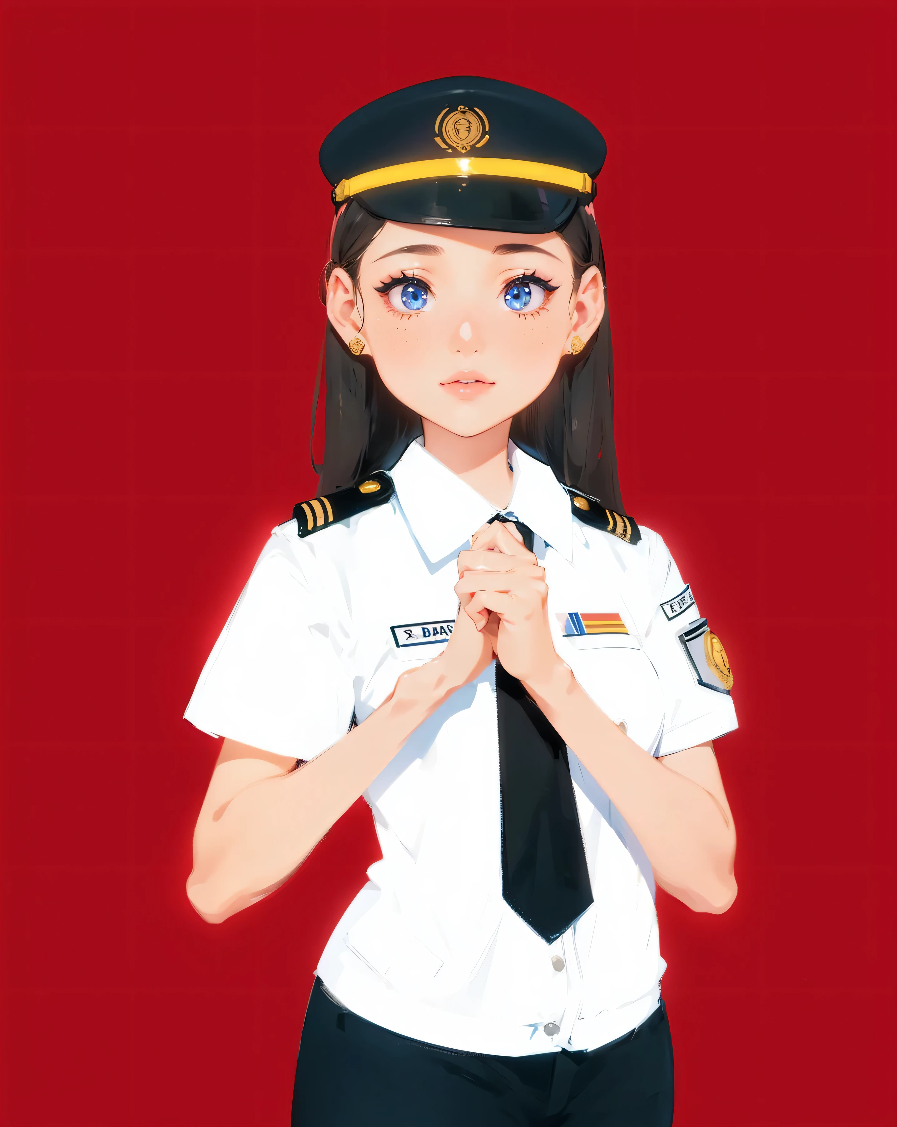 woman in train engineer uniform, LRT JABODEBEK, Indonesia, beautiful detailed eyes, beautiful detailed lips, extremely detailed face and eyes, long eyelashes, beautiful young woman, 25 years old, photorealistic, ultra-detailed, 8k, masterpiece, cinematic lighting, dramatic lighting, moody lighting, warm colors, vibrant colors, intricate details, realistic textures, hyper-realistic, studio lighting, professional photography, PT. KAI