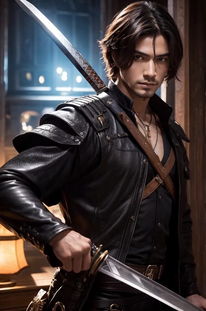Beautiful man with a sword