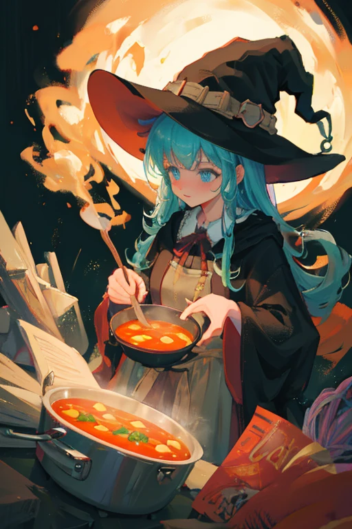 witch stirring a pot of soup