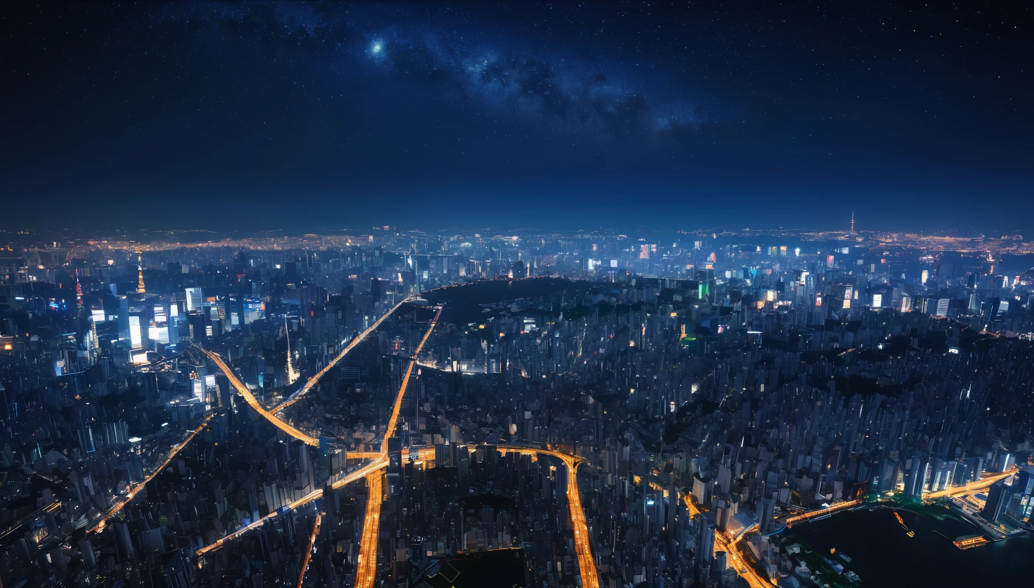 Tokyo,Night view,Starry Sky,Highest quality, 8k, High resolution, masterpiece:1.2, Very detailed, Realistic:1.37, High resolution, 超High resolution, Very detailed, Professional, Vibrant colors
