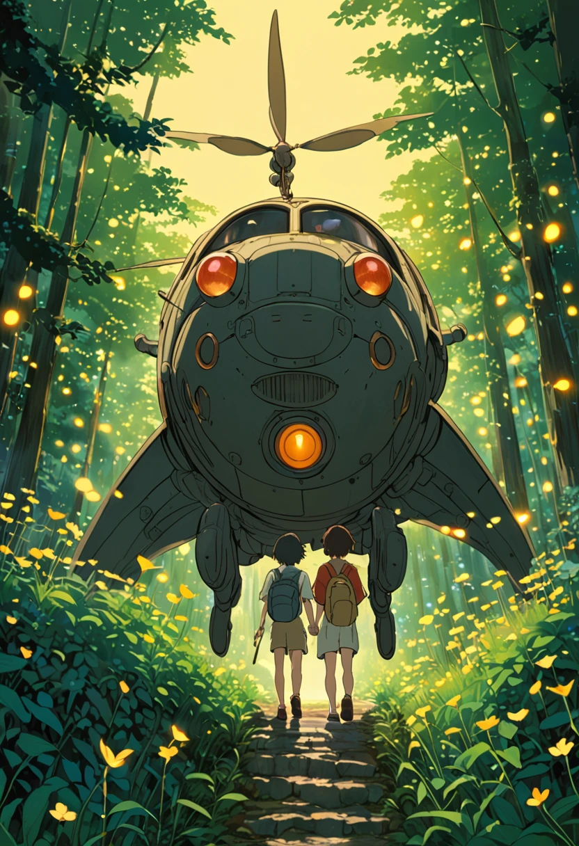 Studio Ghibli-style anime movies, Movie stills, Highest quality, masterpiece, Representative works, Official Art, Professional, Super intricate details, 8k, firefly