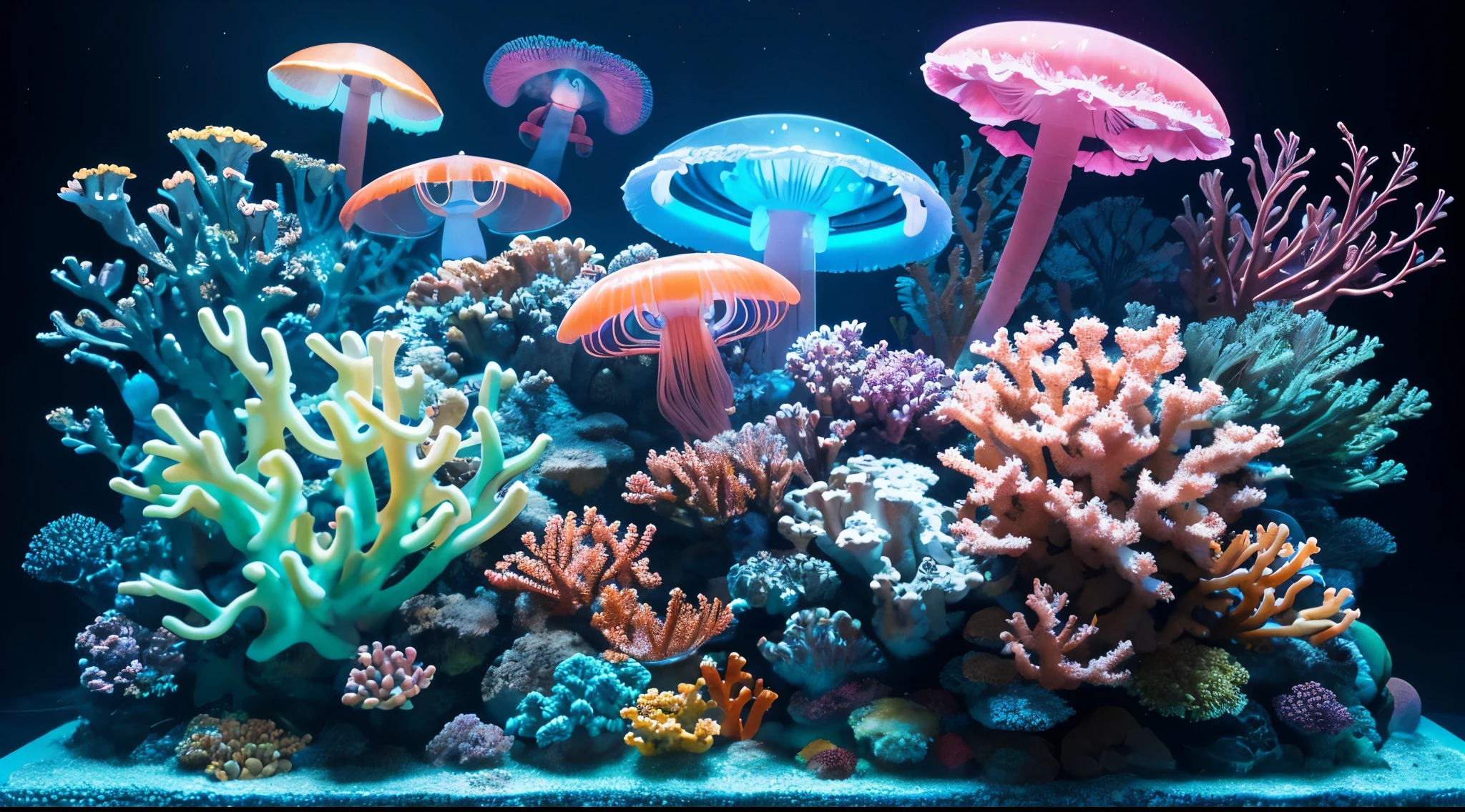neon、jellyfish、Coral Reef、deep sea