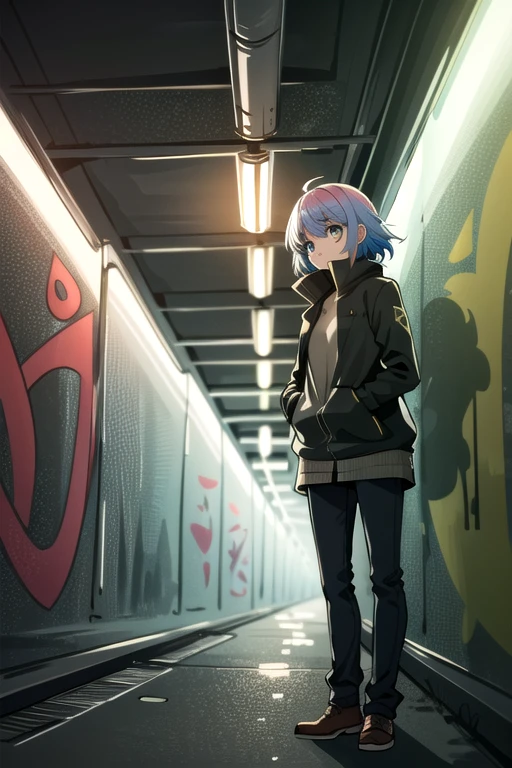 (masterpiece, best quality:1.3)
MoiraRE, 1girl, solo, short hair, urban underground graffiti tunnel, night, vibrant and edgy with colorful graffiti and artificial lighting by Ross Tran, soft lighting by Greg Rutkowski and Mohrbacher, bright pastel