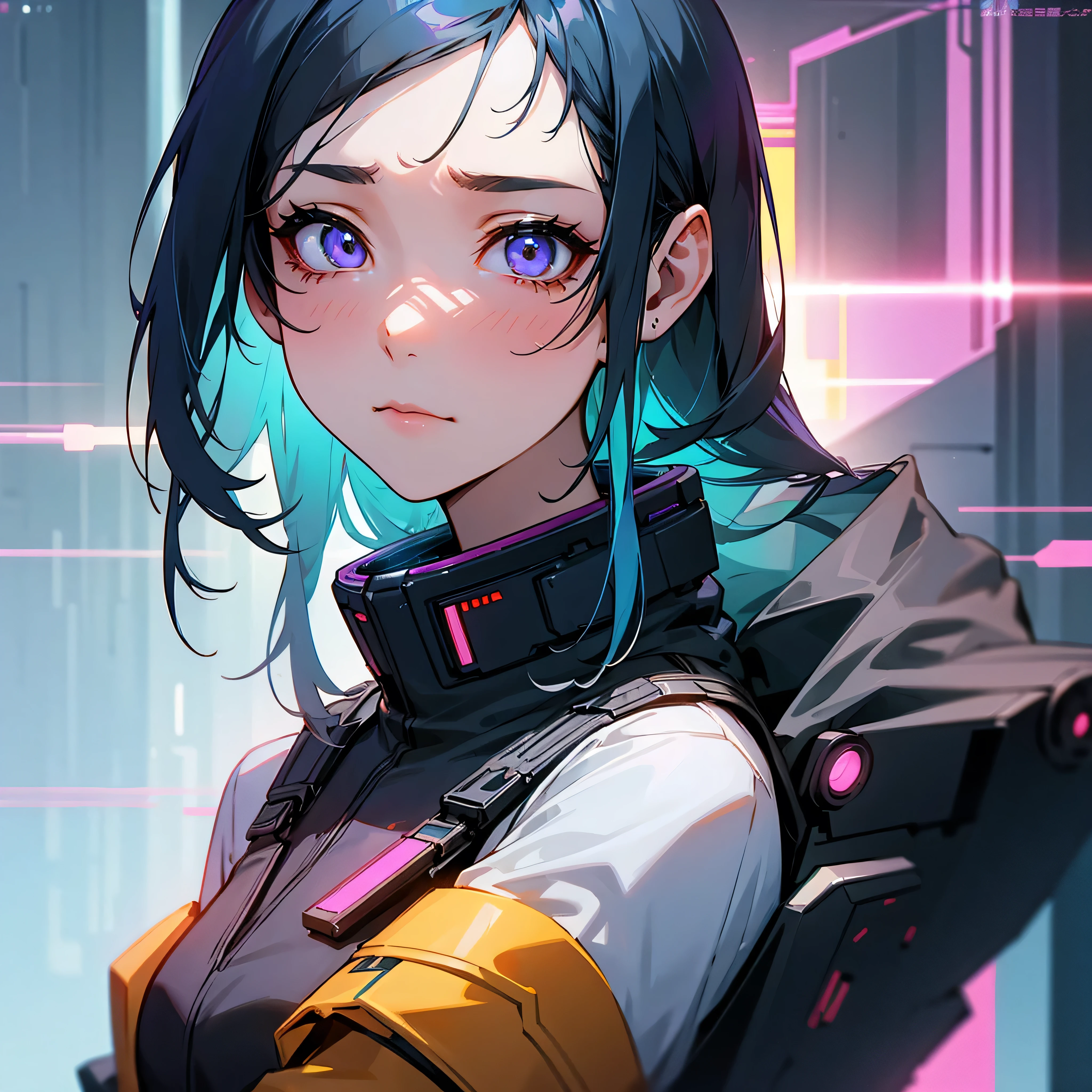 A girl in love in a cyberpunk world。I want to express my emotional feelings.。