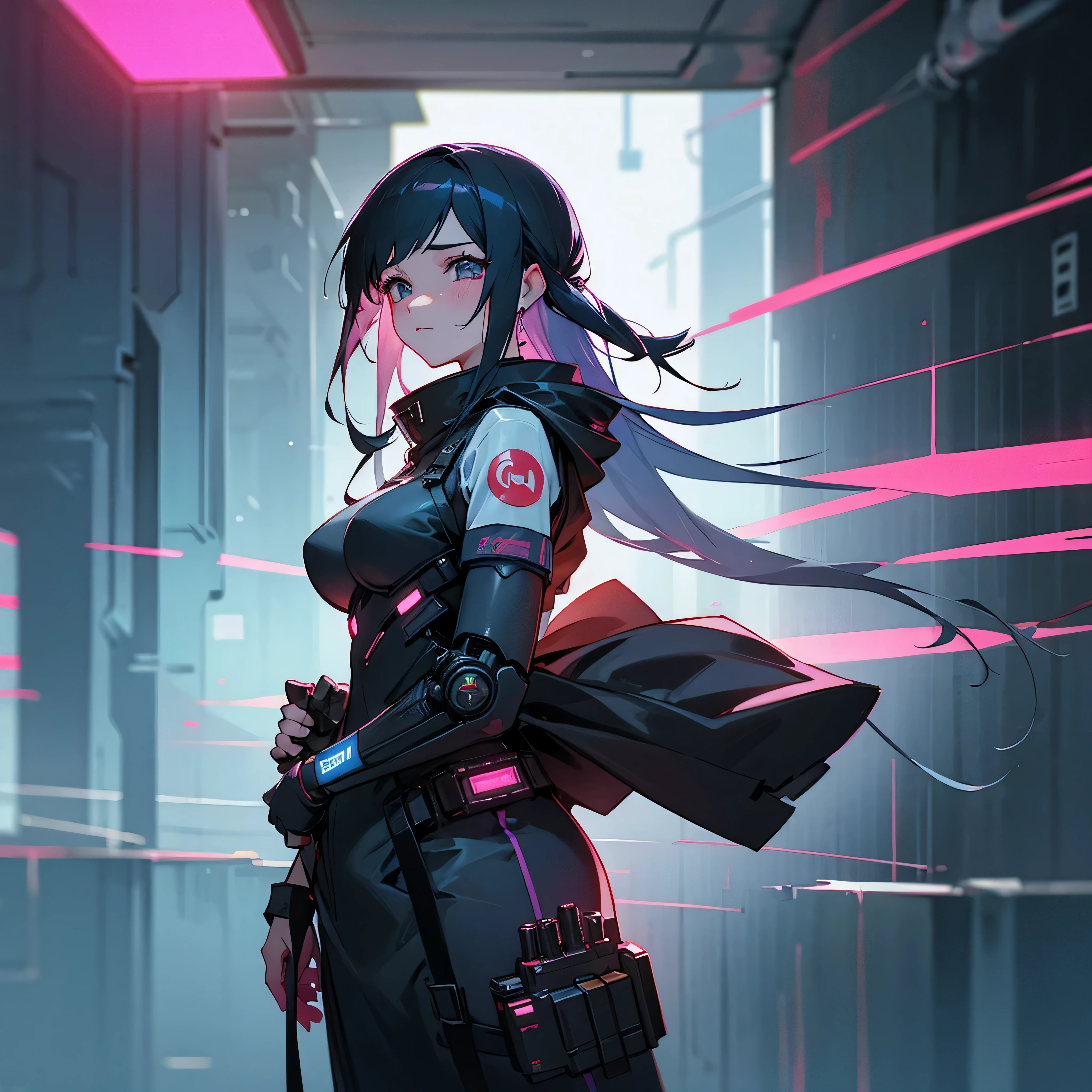 A girl in love in a cyberpunk world。I want to express my emotional feelings.。
