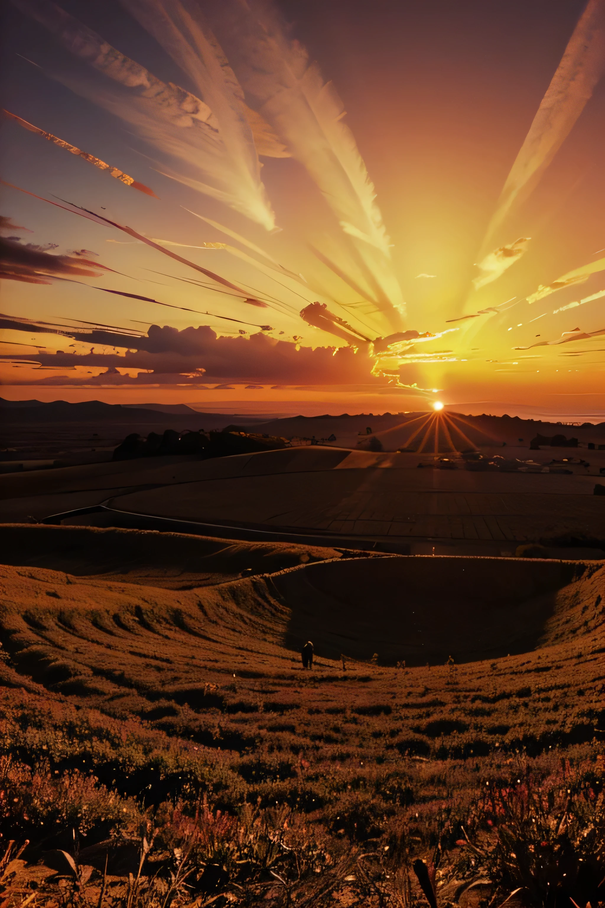 A psychedelic sunset , no people just the scene