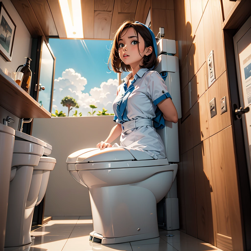 Flying toilet with a human head