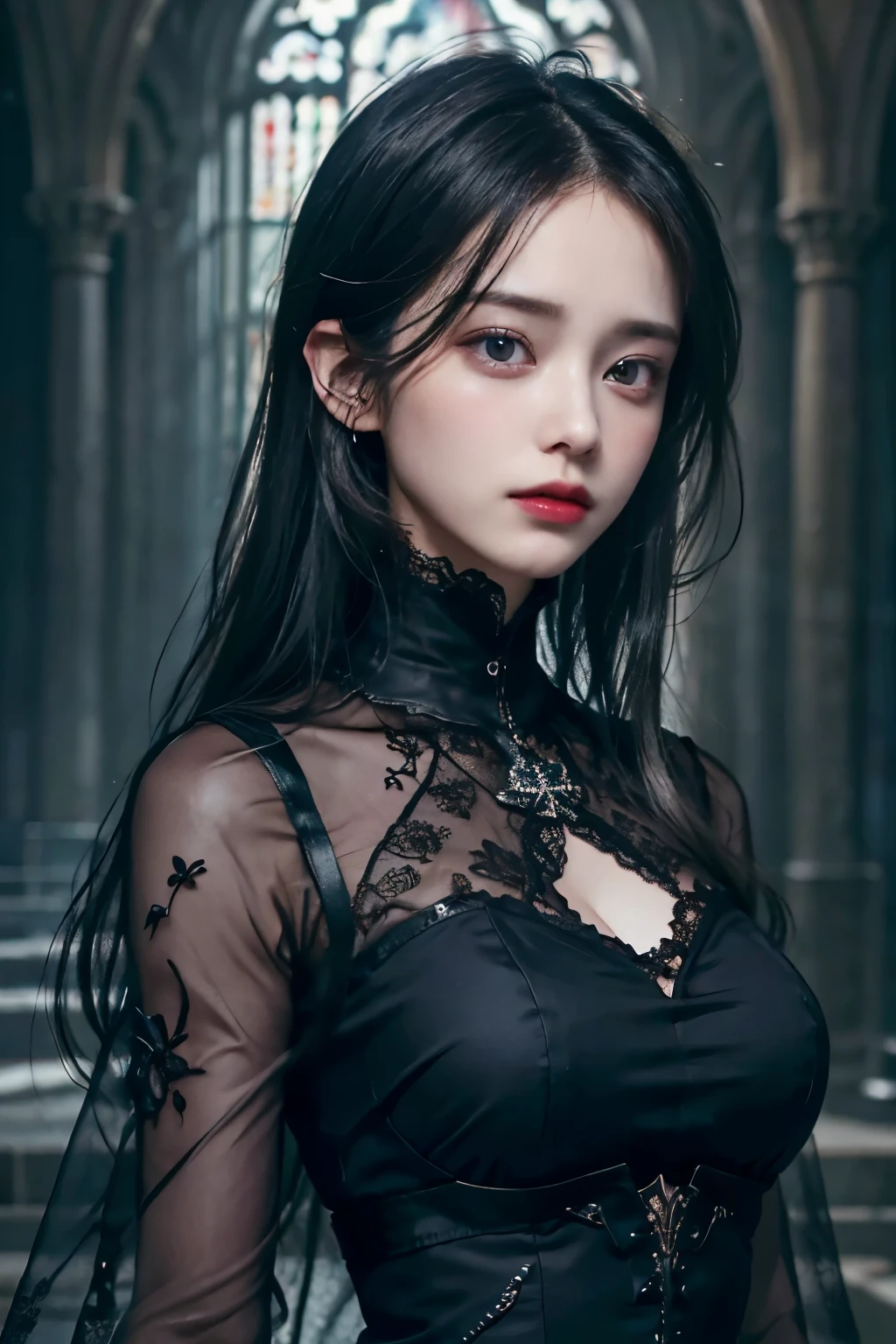 official art, unity 8k wallpaper, very detailed, beautiful, beautiful, masterpiece, best quality,
darkness, atmosphere, Mystery, romanticism, creepy, literature, Art, fashion, Victorian, decoration, complicacy, ironwork, race, contemplation, emotional depth, supernatural,
1 girl, alone, neck, chest composition