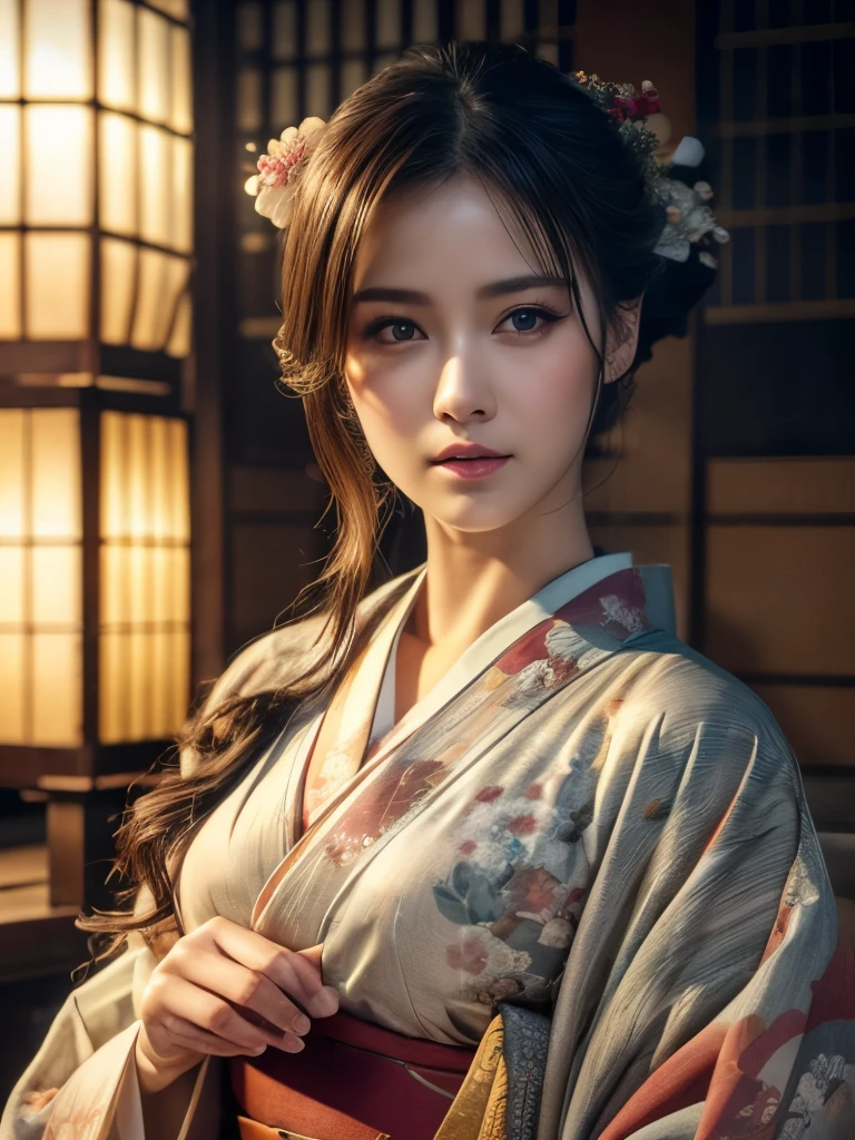 (photoRealistic:1.4), Highest quality, Realistic, masterpiece, Very delicate and beautiful,8k Raw Photo:1.5, Very detailed,High resolution, Very detailed,One girl, Tifa_Lockhart,Beautiful detailed girl,Soft skin texture,whole body, Realistic, (kimono,kimono:1.5), Beautiful and detailed red eyes,Soft and sexy lips, Light on the face, Elegance,  Cinema Lighting,,  