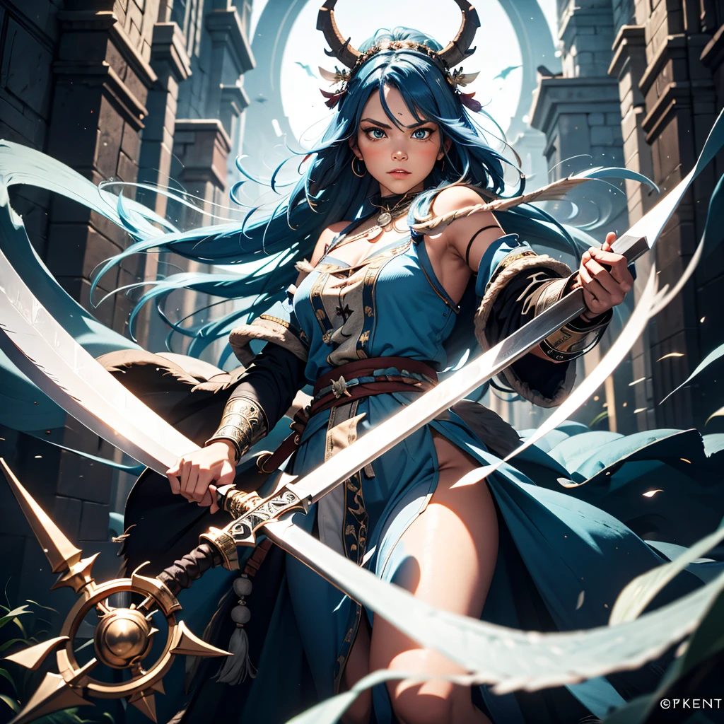 Scandinavian shaman with weapon
