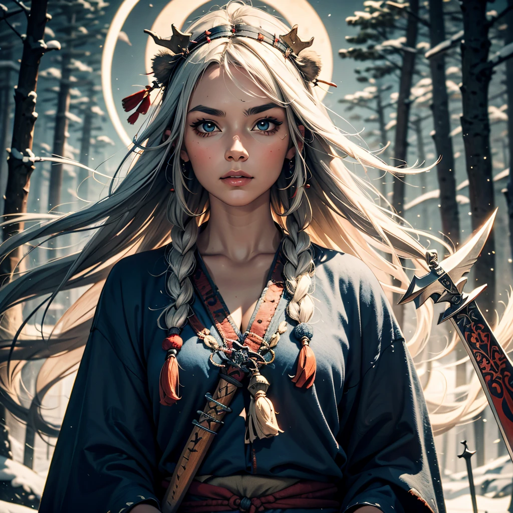 Scandinavian shaman with weapon