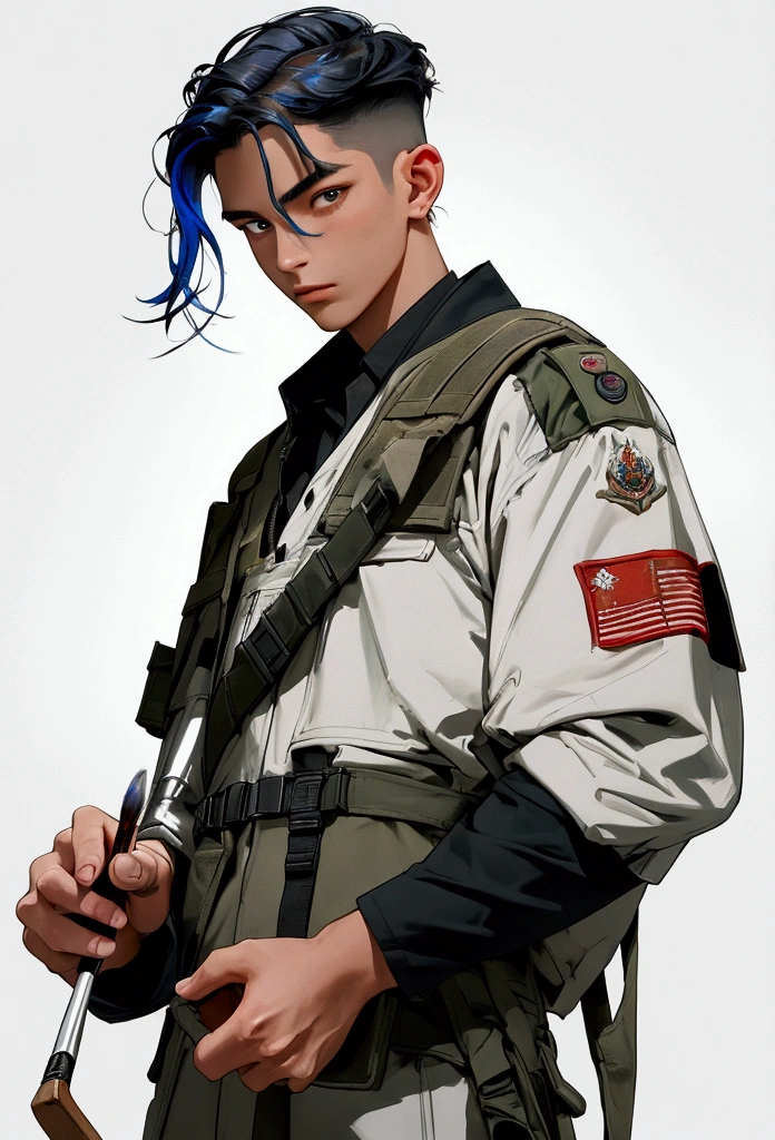modern soldier holding paint brush