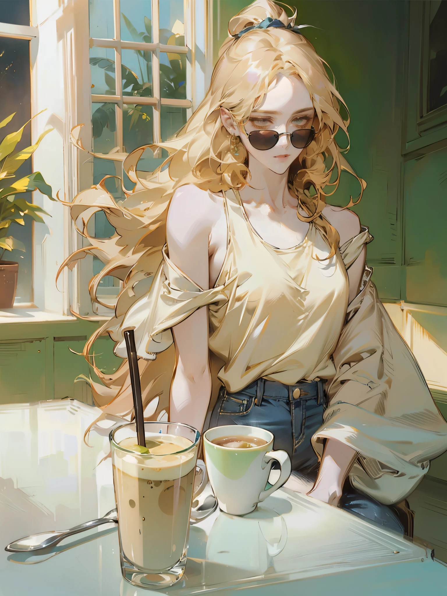 a woman with smooth, flawless skin, detailed facial features, delicate and feminine expression, elegant pose, serene atmosphere, soft lighting, warm color palette, cinematic composition, photorealistic style, high resolution, best quality
