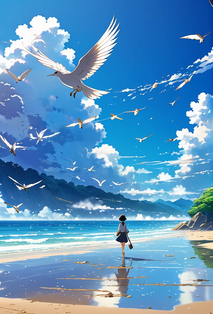 Well detailed anime landscape, The 100 series poster style with people falling from the sky, Os 100, people falling to the sky, beautiful horizon on the beach, floating wing feathers
falling seen from afar, clouds, small with brush strokes, serene sky anime nature wallpaper, anime beautiful scene, beautiful anime peace scene, Makoto Shinkai Cyril Rolando, beautiful anime scene, amazing wallpaper, wallpaper anime art 8k, anime background, anime art background, anime 4k wallpaper, anime art 4k wallpaper, anime art 4k wallpaper,