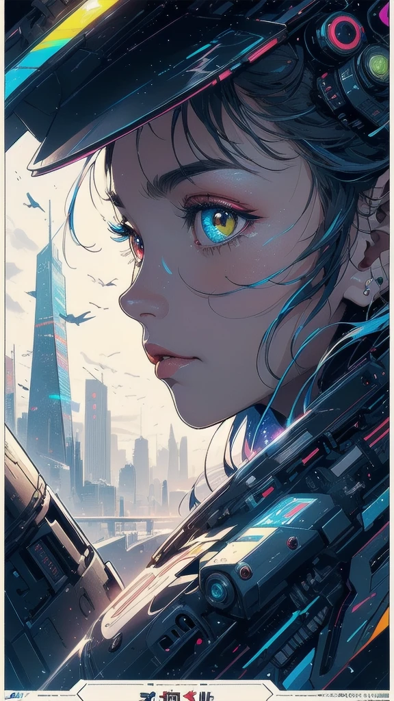 (((masterpiece, highest quality))),(((solo:1.2))),(((1girl:1.2))),32k wallpaper, very detailed, poster, vintage science fiction,(((((geometric cinematic movie poster))))), ((bauhaus)),(shape),(((abstract))),(mid century modern),movie poster,(((((portfolio))))),(((((Close-up))))),(((((bust up))))),((((more various angle)))),(((highlight))),Vast landscape,((((heterochromia)))),(((complete. detailed face))),(((Extremely talented))),(((most complecated machine))),(Colorful color scheme),(reflection neon light)