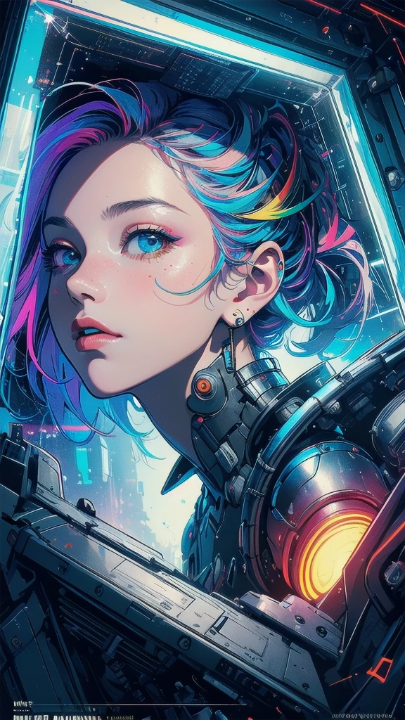 (((masterpiece, highest quality))),(((solo:1.2))),(((1girl:1.2))),32k wallpaper, very detailed, poster, vintage science fiction,(((((geometric cinematic movie poster))))), ((bauhaus)),(shape),(((abstract))),(mid century modern),movie poster,(((((portfolio))))),(((((Close-up))))),(((((bust up))))),((((more various angle)))),(((highlight))),Vast landscape,((((heterochromia)))),(((complete. detailed face))),(((Extremely talented))),(((most complecated machine))),(Colorful color scheme),(reflection neon light)