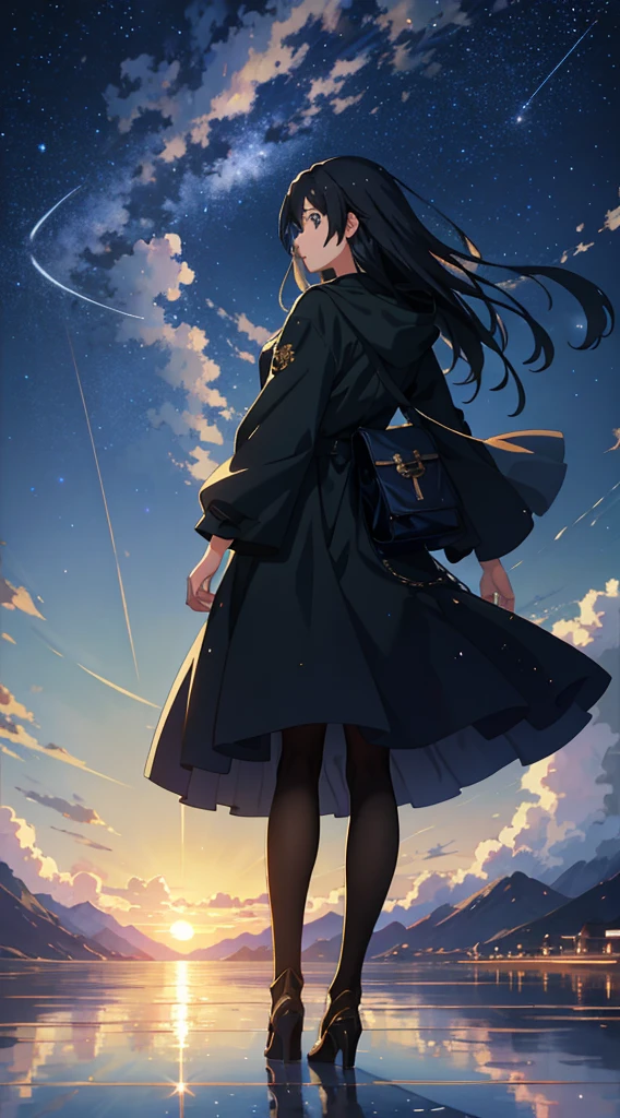 High quality masterpiece, landscape, anime train passing through bodies of water on tracks, bright starry sky. Romantic train, pixiv, concept art, lofi art style, reflection. by Makoto Shinkai, lofi art, Beautiful anime scene, Anime landscape, detailed scenery —width 672, in style of Makoto shinkai, style of Makoto shinkai, ノーガール、enhanced details.