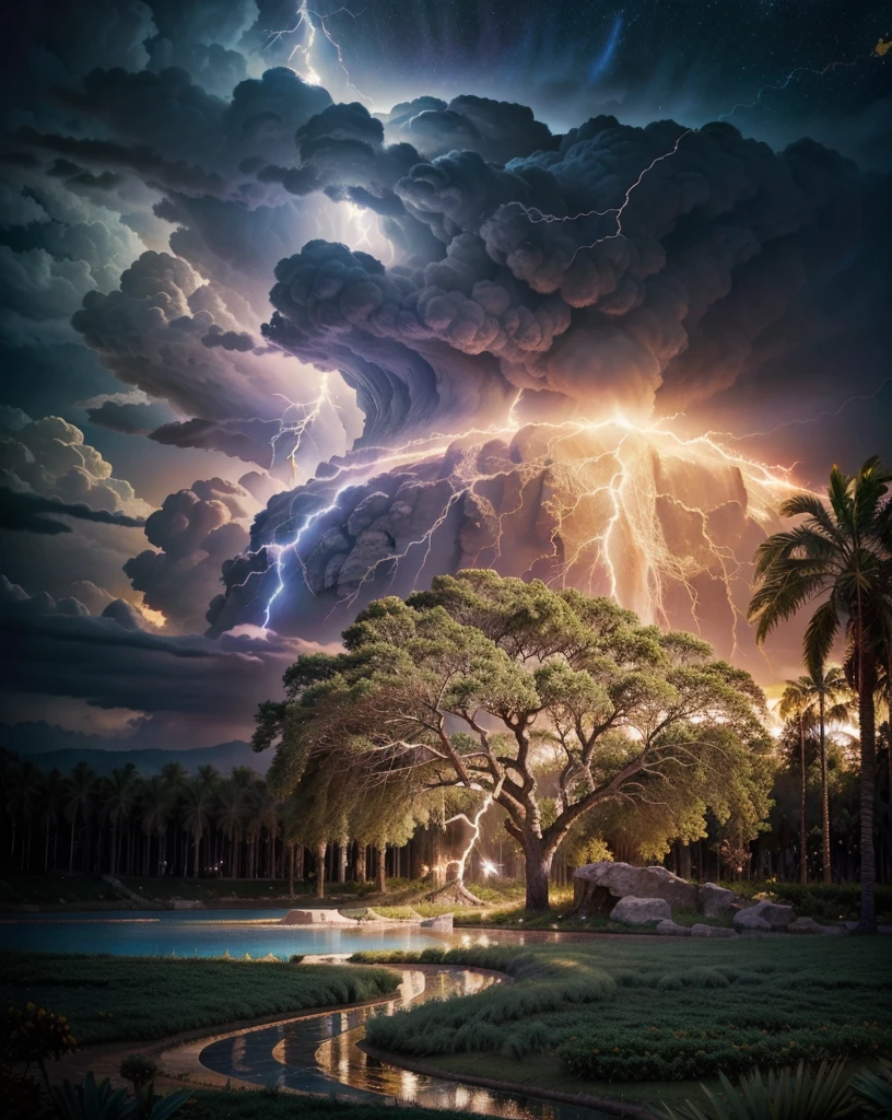 Surrealism, surrealistic, futurist, Surrealism Realm, Surrealism do Céuo, Heavenly Tree, big tree, paisaje, panorama, Heaven heaven, naturals, palmtrees, Cedars, forst, Rivers of water, Thunder Light, Detailed realistic FullHD photorealism, majestic, appealing, fire, villany, thunder, Sky thunder, stele, photorrealistic 6K, Detailed UltraHD, detailed colors 8k, Elegant beauty, floor, stele, lightning strikes, heavens, céu Godlike, tempest, Towards the heavens, heavenly, Godlike, photorrealistic, Rendering, 4K, 8k, detailed textures, detailed shadows, padoru, detailed colors, God's Heaven, UltraHD 16K Details, Texturas photorrealistics de 16K, detailed sharpness 16K, detailed sharpness, detailed colors, realistic shadows, ultra realistic textures, high power, natural beautifuls, natural colors, realistic contrast, Texturas photorrealistics, detailed colors, lifelike colors, detailed shadows, Textuta photorrealistic FullHD, Sombras photorrealistics 8k, HD photorrealistic, Detalhes ultra-realistas de 8k, Cor photorrealistic 4K, FullHD Detailed Lights, Texturas Detalhadas photorrealistics 8k, Nitidez photorrealistic, villany, detailed 4k, ultra detaild, realistic contrast de 8k, detailed sharpness, cores Ultra HD, chic, Divine Light, Surrealism Realm, Surrealism God's Light, Surrealism Sky Path, Thunders, The End of Time, Final of World, God's Power,