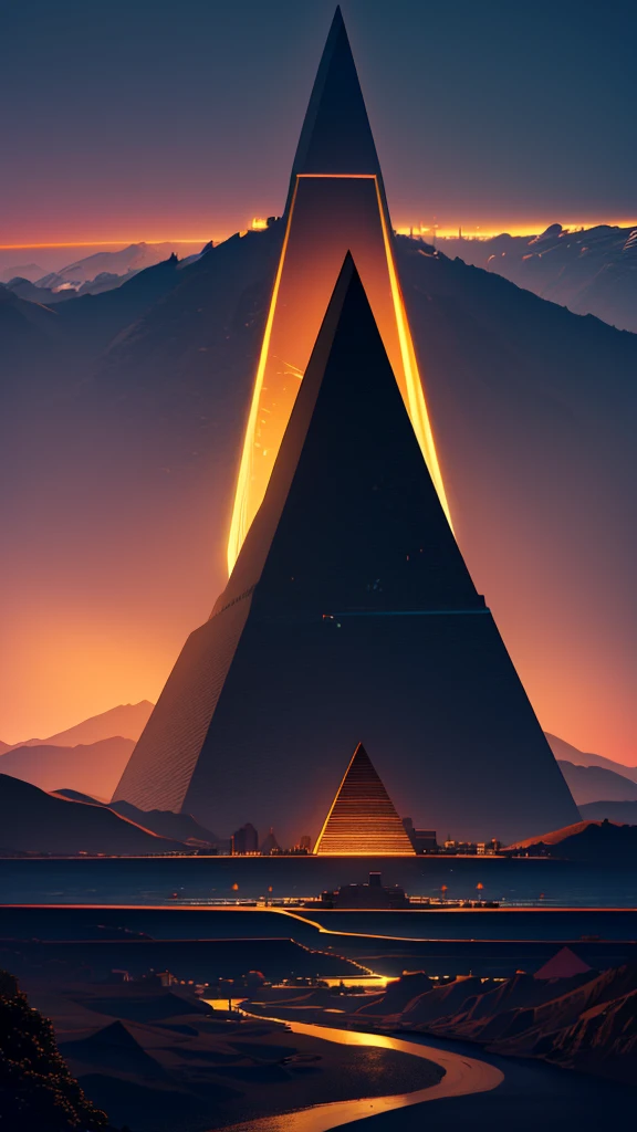 landscape,pyramid,High resolution, masterpiece, 最high quality, High detail, high quality, Very detailed, Ultra high definition, Cinematic light effects,