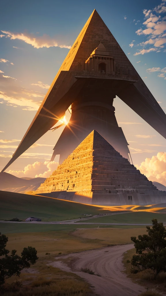 landscape,pyramid，High resolution, masterpiece, 最high quality, High detail, high quality, Very detailed, Ultra high definition, Cinematic light effects, 