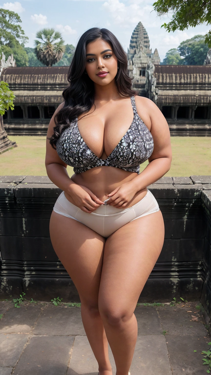 african american girl, , (((largest breasts))), ((wide hips)), ((big butt)), full body, bikini