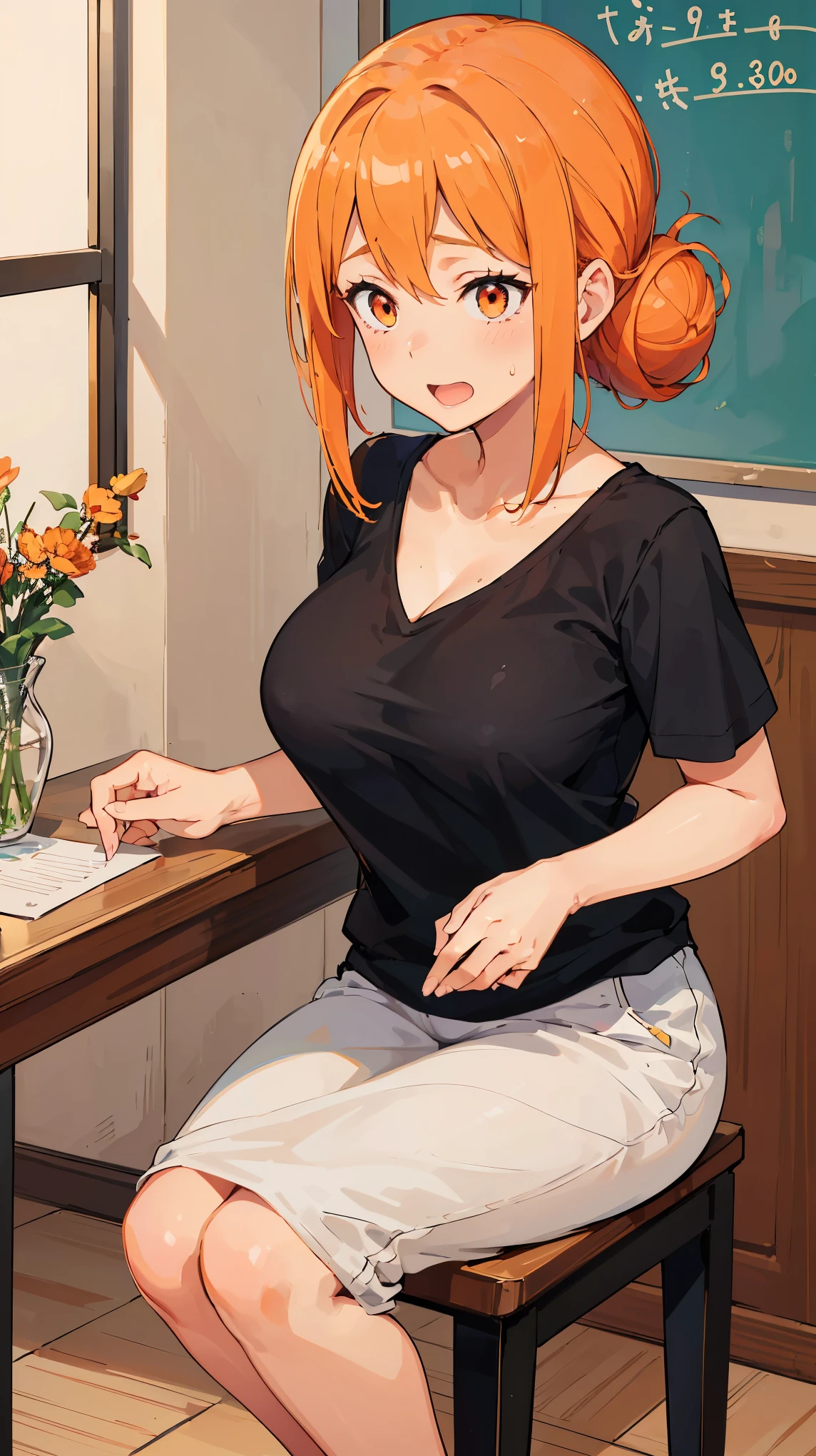 (Highest quality, 8k, masterpiece :1.3),Mrs. Yuigahama,ガハMom, As I expected, my youth romantic comedy is wrong。, One woman,Bun Hair,30 years old,Mom,Orange Hair,orgasm,Sexy pose,Voluptuous body,Perfect Anatomy