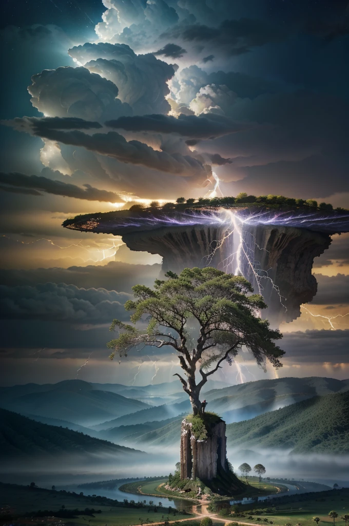 Surrealism, surrealistic, futurist, Surrealism Realm, Surrealism do Céuo, Heavenly Tree, big tree, paisaje, panorama, Heaven heaven, naturals, palmtrees, Cedars, forst, Rivers of water, Thunder Light, Detailed realistic FullHD photorealism, majestic, appealing, fire, villany,  thunder, Sky thunder, stele, photorrealistic 6K, Detailed UltraHD, detailed colors 8k, Elegant beauty, floor, stele, lightning strikes, heavens, céu Godlike, tempest, Towards the heavens, heavenly, Godlike, photorrealistic, Rendering, 4K, 8k, detailed textures, detailed shadows, padoru, detailed colors, God&#39;s Heaven, UltraHD 16K Details, Texturas photorrealistics de 16K, detailed sharpness 16K, detailed sharpness, detailed colors, realistic shadows, ultra realistic textures, high power, natural beautifuls, natural colors, realistic contrast, Texturas photorrealistics, detailed colors, lifelike colors, detailed shadows, Textuta photorrealistic FullHD, Sombras photorrealistics 8k, HD photorrealistic, Detalhes ultra-realistas de 8k, Cor photorrealistic 4K, FullHD Detailed Lights, Texturas Detalhadas photorrealistics 8k, Nitidez photorrealistic, villany, detailed 4k, ultra detaild, realistic contrast de 8k, detailed sharpness, cores Ultra HD, chic, Divine Light, Surrealism Realm, Surrealism God's Light, Surrealism Sky Path, Thunders, The End of Time, Final of World, God's Power,