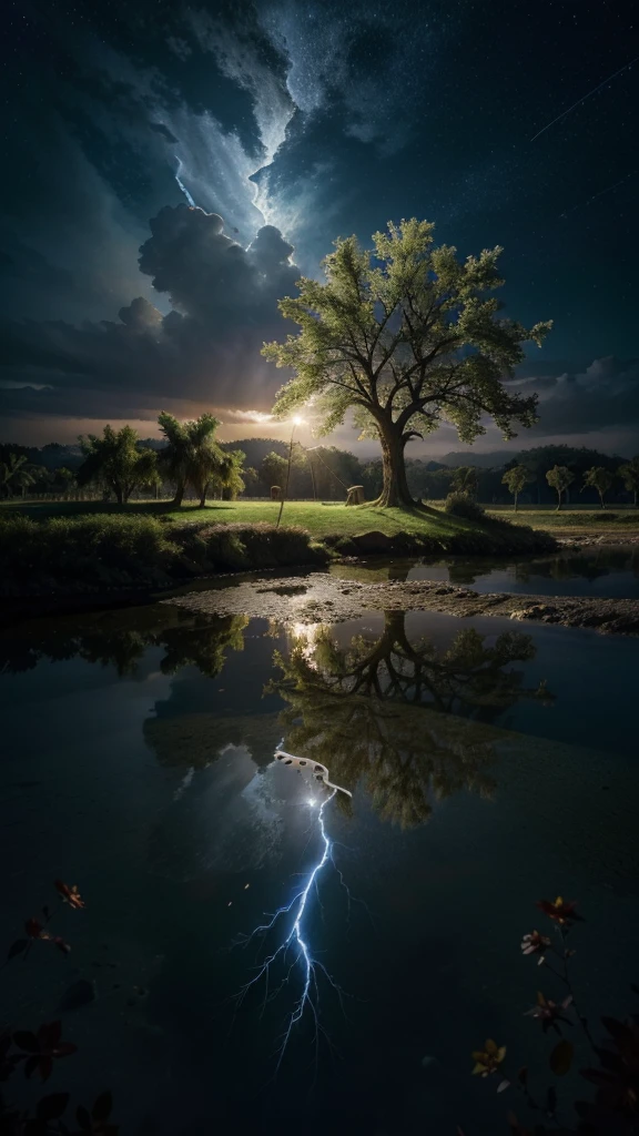 Surrealism, surrealistic, futurist, Surrealism Realm, Sky Surrealism, Celestial Tree, big tree, paisaje, panorama, Sky Heaven, naturey, Moon, fullmoon, moonlight night, palmtrees, Cedars, forst, Rivers of water, Thunder Light, Detailed Realistic FullHD Fotorrealism, Majestic, comely, fire, villany, Thunders, Sky Thunders, Stars, photorrealistic 6K, UltraHD Detailed, detailed colors 8K, Elegant beauty, floor, stele, lightning strikes, heavens, Divine Sky, tempest, Towards the heavens, heavenly, Godlike, photorrealistic, Rendering, 4K, 8k, detailed textures, detailed shadows, padoru, detailed colors, Gods Sky, UltraHD 16K Details, 16K photorealistic textures, detailed sharpness 16K, detailed sharpness, detailed colors, realistic shadows, Ultra realistic textures, High Power, Natural Beauty, natural colors, realistic contrast, Texturas photorrealistics, detailed colors, lifelike colors, detailed shadows, Textuta photorrealistic FullHD, Sombras photorrealistics 8K, HD photorrealistic, 8K Ultra Realistic Details, Cor photorrealistic 4K, FullHD Detailed Lights, Texturas Detalhadas photorrealistics 8K, Nitidez photorrealistic, villany, detailed 4k, ultra detaild, realistic 8k contrast, detailed sharpness, cores Ultra HD, chic,