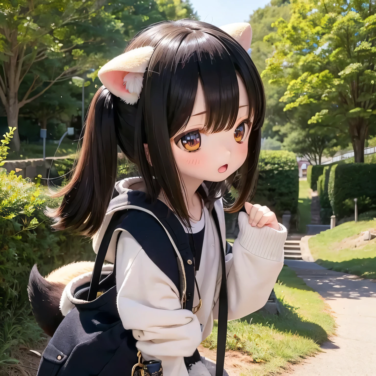 Shiba Inu girl rural scenery