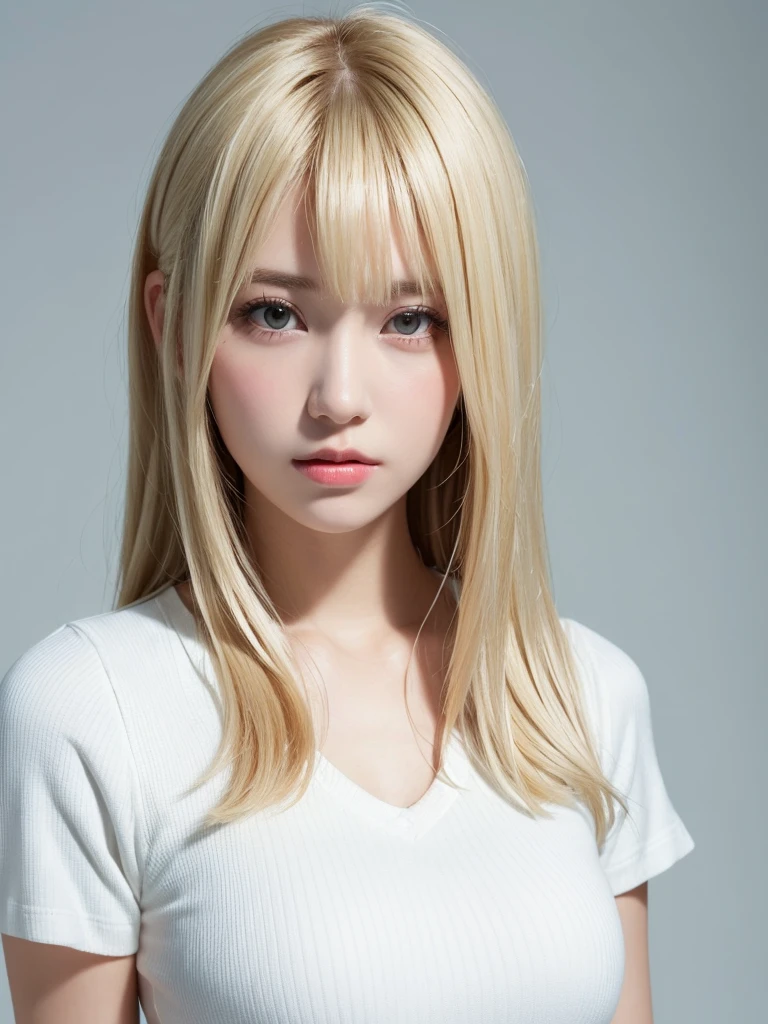 (((amount、Calm face、Golf Wear、white blonde Hair、Northern Europe、white、beautiful girl、blonde、white background、cute、young、True Face、Shiny Hair、whole body)))、Tabletop, Highest quality, shape, Very detailed, finely, High resolution, 8k wallpaper, Perfect dynamic composition, finelyて美しい目, Deco Out,blonde, Medium Hair, Big Breasts, Natural color lip,white色の背景, random cute poses,Frill dress