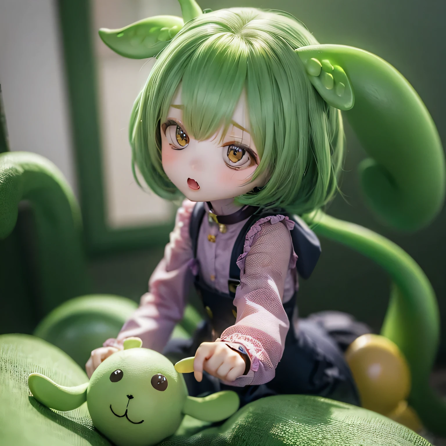 Cheeky Green Haired Zundamon(((((In the form of a child)))))Eat sweets
