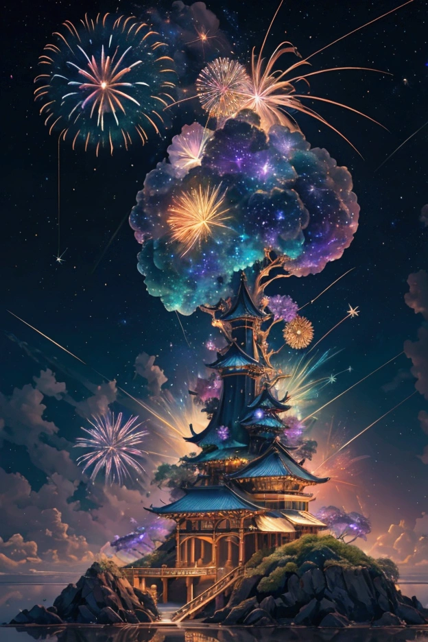 The world we see、Iridescent幻想的なNight Sky、constellation,Mysterious Landscape、firework、firework大会、Iridescentfireworkが打ちあがっている瞬間、夜nullとともに、幻想的な海景色で壮大なfirework、future都市、Highest quality、masterpiece, (Diffuse reflection of light:1.2), When the fantastic rainbow turns into shadow, bathed in a mystical atmosphere.Cast magic spells. evoke a sense of wonder and awe. A fusion of natural grandeur and magic, Weaving dreams into reality. Behold, null, And the unknown, wonderful風景、 Iridescentconstellation、Iridescent空包み込まれそうな瞬間，When the stars shine in rainbow colors、Astronomical Observation、Planetarium、meteor、colorful，美しいconstellation、3D，wonderful景色，Night Sky，An atmosphere full of dreams and hope，masterpiece．16K, Ultra-high resolution, to be born,wonderful ,future、Iridescent、The world 30 years from now。