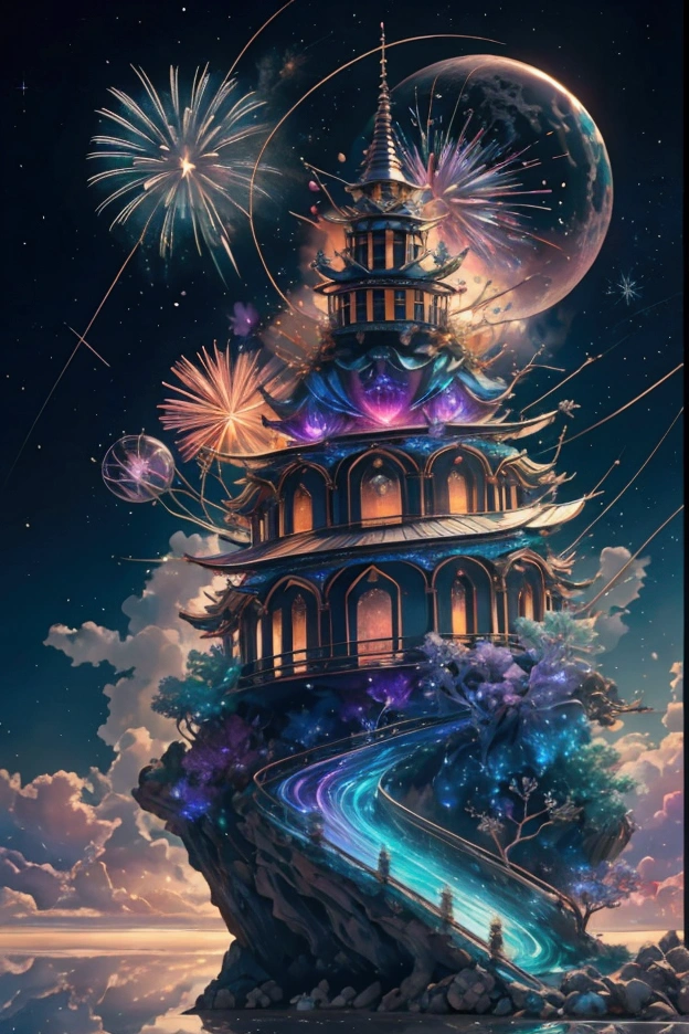 The world we see、Iridescent幻想的なNight Sky、constellation,Mysterious Landscape、firework、firework大会、Iridescentfireworkが打ちあがっている瞬間、夜nullとともに、幻想的な海景色で壮大なfirework、future都市、Highest quality、masterpiece, (Diffuse reflection of light:1.2), When the fantastic rainbow turns into shadow, bathed in a mystical atmosphere.Cast magic spells. evoke a sense of wonder and awe. A fusion of natural grandeur and magic, Weaving dreams into reality. Behold, null, And the unknown, wonderful風景、 Iridescentconstellation、Iridescent空包み込まれそうな瞬間,When the stars shine in rainbow colors、Astronomical Observation、Planetarium、meteor、colorful,美しいconstellation、3D,wonderful景色,Night Sky,An atmosphere full of dreams and hope,masterpiece.16K, Ultra-high resolution, to be born,wonderful ,future、Iridescent、The world 30 years from now。