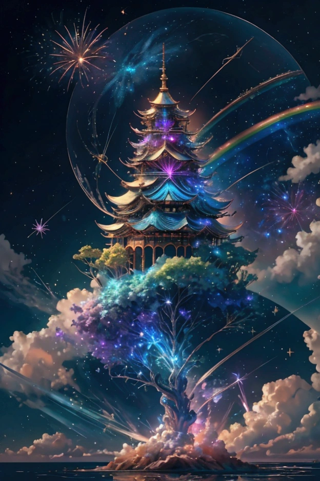 The world we see、Iridescent幻想的なNight Sky、constellation,Mysterious Landscape、firework、firework大会、Iridescentfireworkが打ちあがっている瞬間、夜nullとともに、幻想的な海景色で壮大なfirework、future都市、Highest quality、masterpiece, (Diffuse reflection of light:1.2), When the fantastic rainbow turns into shadow, bathed in a mystical atmosphere.Cast magic spells. evoke a sense of wonder and awe. A fusion of natural grandeur and magic, Weaving dreams into reality. Behold, null, And the unknown, wonderful風景、 Iridescentconstellation、Iridescent空包み込まれそうな瞬間,When the stars shine in rainbow colors、Astronomical Observation、Planetarium、meteor、colorful,美しいconstellation、3D,wonderful景色,Night Sky,An atmosphere full of dreams and hope,masterpiece.16K, Ultra-high resolution, to be born,wonderful ,future、Iridescent、The world 30 years from now。